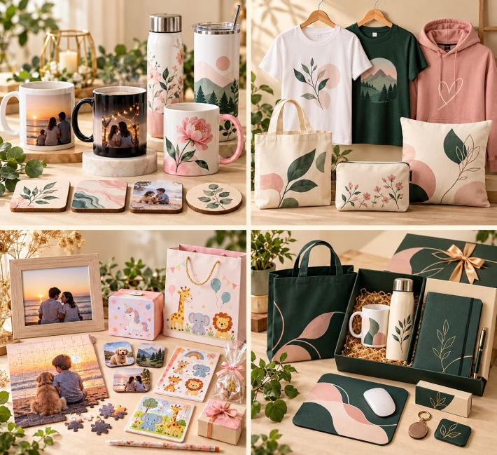 Personalised mugs, tees, tote bags, photo frames and a corporate gift box by Chhapai